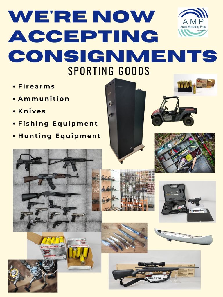 accepting consignments sporting goods firearms ammunition knives fishing and hunting equipment